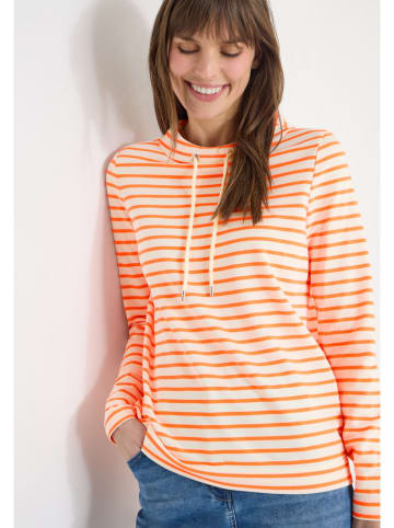 Cecil Sweatshirt in Orange/ Weiß