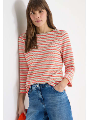 Cecil Longsleeve in Beige/ Orange/ Weiß