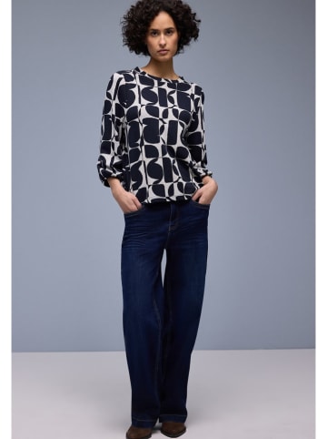 Street One Bluse in Dunkelblau/ Hellgrau