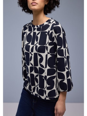 Street One Bluse in Dunkelblau/ Hellgrau
