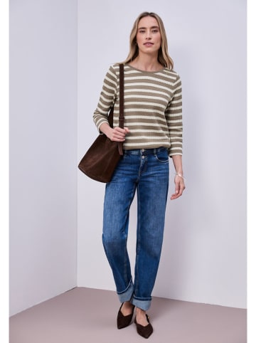 Street One Sweter w kolorze szarobrązowo-białym