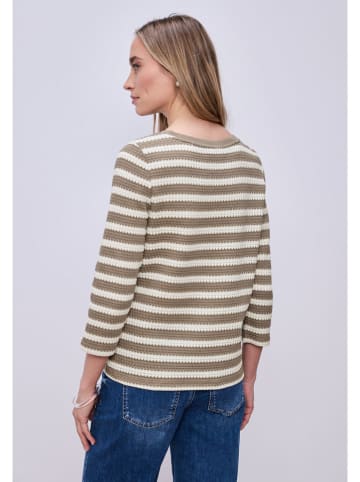 Street One Sweter w kolorze szarobrązowo-białym