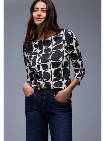 Street One Longsleeve in Dunkelblau/ Weiß