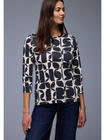 Street One Koszulka w kolorze granatowo-białym