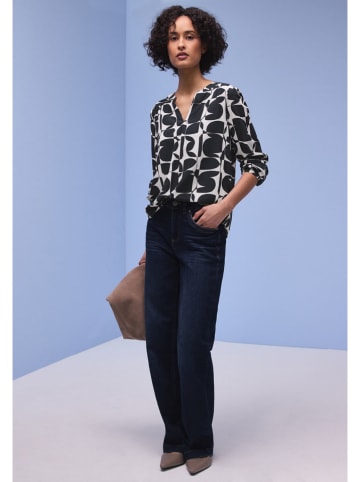 Street One Bluse in Dunkelblau/ Weiß