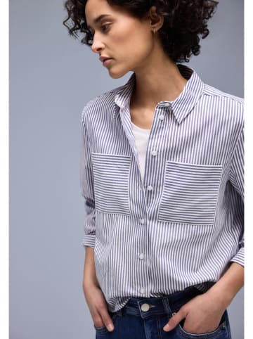 Street One Hemd in Dunkelblau/ Weiß