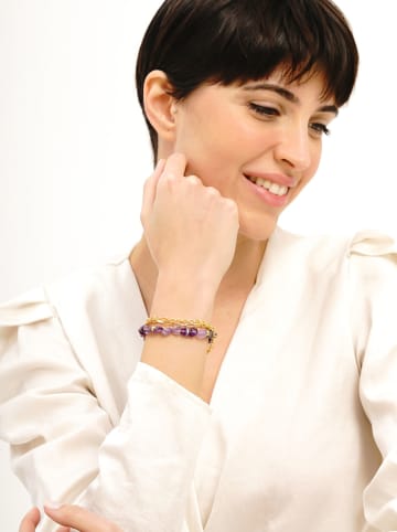 L'Atelier de Gaia Pozłacana bransoletka z ametystem