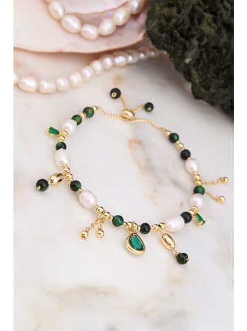 L'Atelier de Gaia Vergulde armband met edelstenen en parels