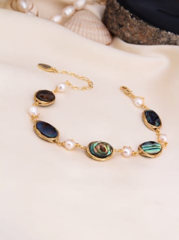 L'Atelier de Gaia Vergold. Armkette mit Perlen und Perlmutt