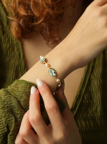 L'Atelier de Gaia Vergold. Armkette mit Perlen und Perlmutt