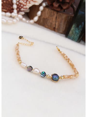 L'Atelier de Gaia Vergulde armband met parelmoer en parels