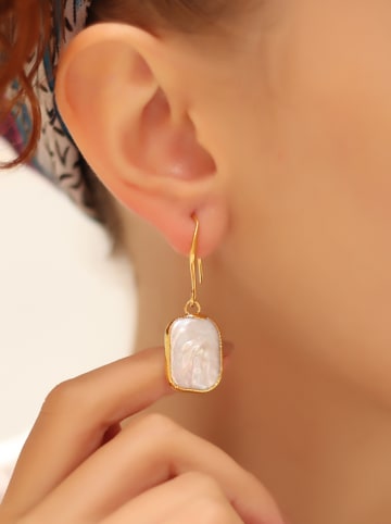 L'Atelier de Gaia Pozłacane kolczyki-kreole z perłami