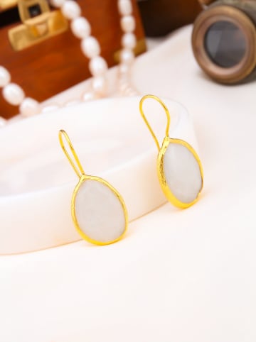 L'Atelier de Gaia Pozłacane kolczyki z kamieniem księżycowym