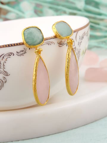 L'Atelier de Gaia Vergulde oorstekers met edelstenen