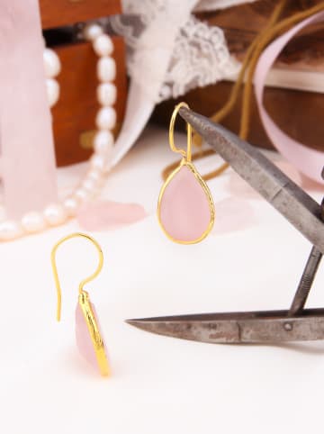 L'Atelier de Gaia Vergulde oorhangers met edelstenen