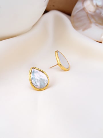 L'Atelier de Gaia Pozłacane kolczyki-wkrętki z masą perłową