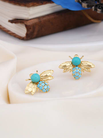 L'Atelier de Gaia Vergulde oorstekers met edelstenen