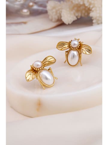 L'Atelier de Gaia Vergulde oorstekers met parels