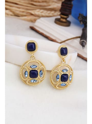 L'Atelier de Gaia Pozłacane kolczyki z lapis lazuli i cyrkoniami