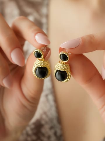 L'Atelier de Gaia Vergulde oorstekers met edelstenen