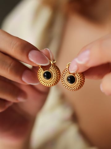 L'Atelier de Gaia Pozłacane kolczyki z onyksami