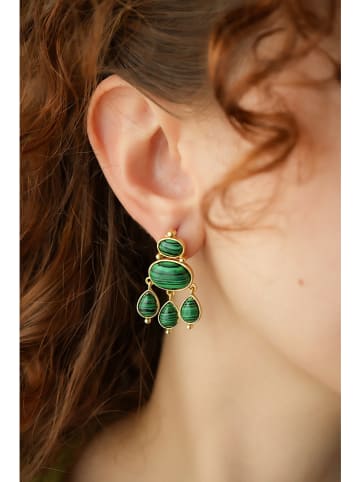 L'Atelier de Gaia Pozłacane kolczyki z malachitami