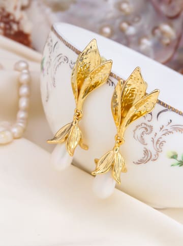 L'Atelier de Gaia Vergulde oorstekers met parels