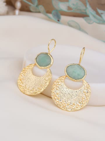 Pierres delicates Pozłacane kolczyki z amazonitem