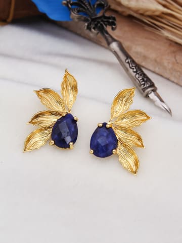 L'Atelier de Gaia Vergulde oorstekers met edelstenen