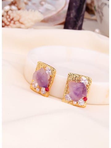 L'Atelier de Gaia Vergulde oorstekers met parels en edelstenen