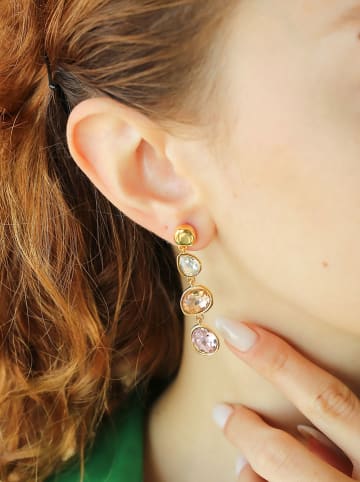 L'Atelier de Gaia Vergulde oorstekers met edelstenen