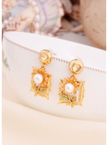 L'Atelier de Gaia Vergulde oorringen met parels