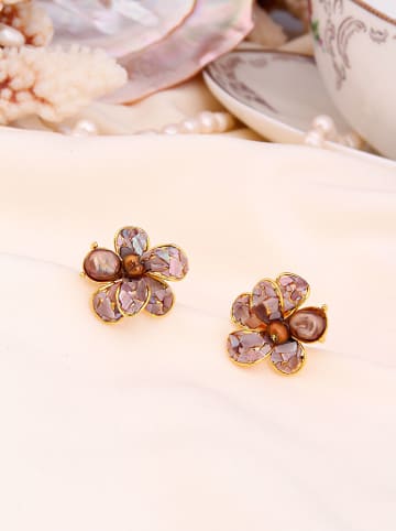 L'Atelier de Gaia Vergold. Ohrstecker mit Perlen und Kristallen