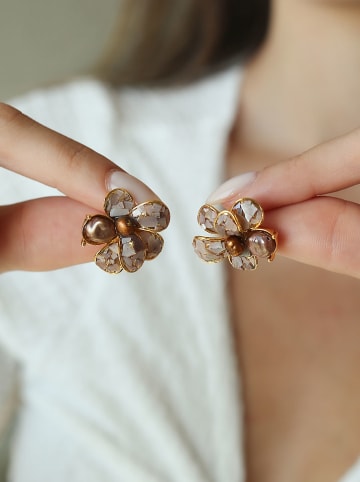 L'Atelier de Gaia Vergold. Ohrstecker mit Perlen und Kristallen