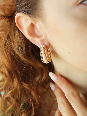 L'Atelier de Gaia Vergulde oorringen met parels