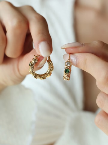 L'Atelier de Gaia Pozłacane kolczyki-kreole z cyrkoniami