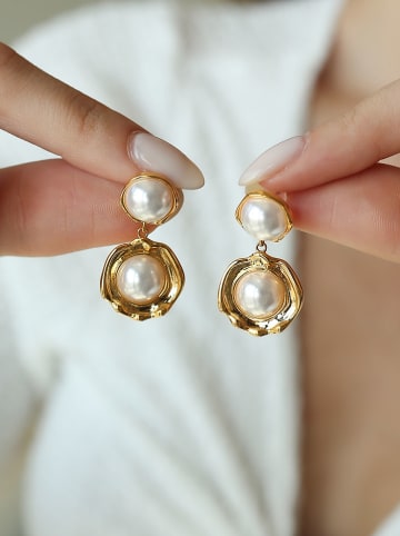 L'Atelier de Gaia Vergulde oorstekers met parels