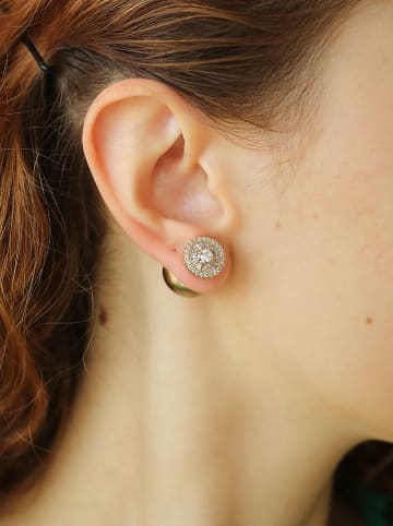 L'Atelier de Gaia Pozłacane kolczyki-wkrętki z perłami i cyrkoniami