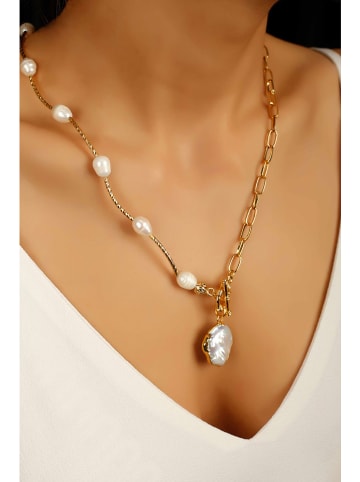 L'Atelier de Gaia Vergulde ketting met parels - (L)50 cm