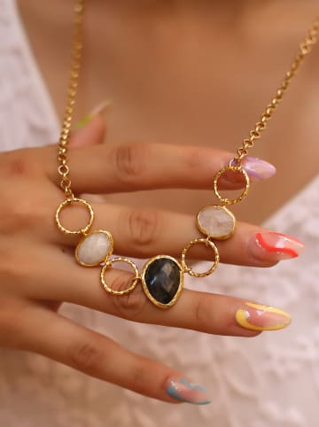 L'Atelier de Gaia Pozłacany naszyjnik z elementami ozdobnymi - dł. 50 cm