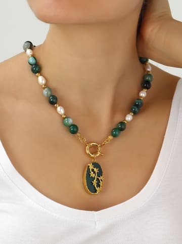 L'Atelier de Gaia Vergold. Halskette mit Schmuckelementen - (L)50 cm