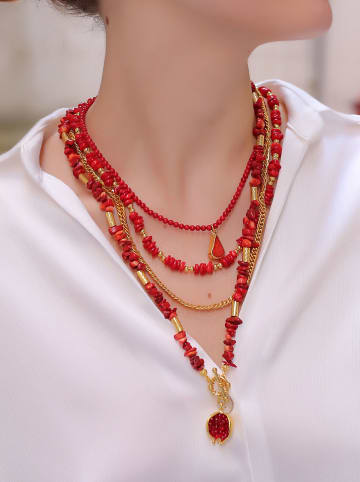 L'Atelier de Gaia Vergulde ketting met sierelementen - (L)55 cm