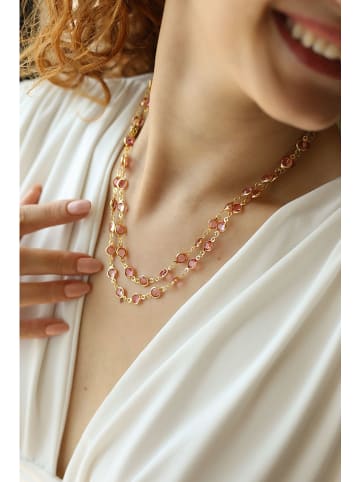 L'Atelier de Gaia Vergold. Halskette mit Kristallen - (L)45 cm