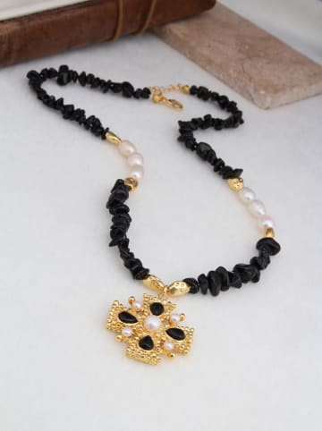 L'Atelier de Gaia Vergold. Halskette mit Schmuckelementen - (L)47 cm