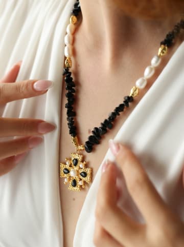 L'Atelier de Gaia Vergold. Halskette mit Schmuckelementen - (L)47 cm