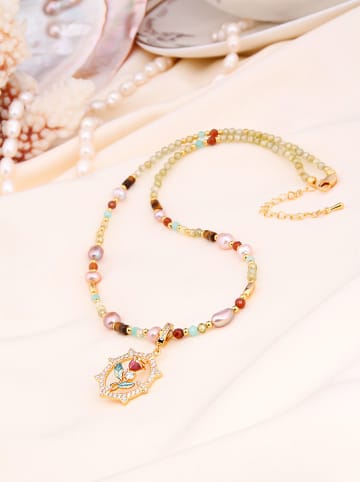 L'Atelier de Gaia Pozłacany naszyjnik z elementami ozdobnymi - dł. 50 cm