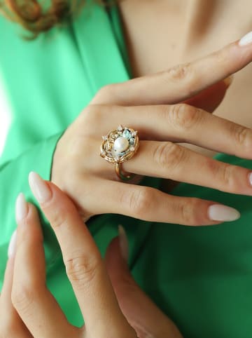 L'Atelier de Gaia Vergold. Ring mit Perle und Edelsteinen