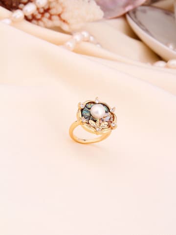 L'Atelier de Gaia Vergold. Ring mit Perle und Edelsteinen