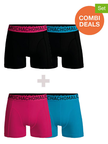 Muchachomalo 4er-Set: Boxershorts in Schwarz/ Pink/ Blau
