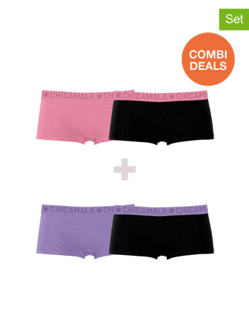 Muchachomalo 4er-Set: Pantys in Schwarz/ Lila/ Pink